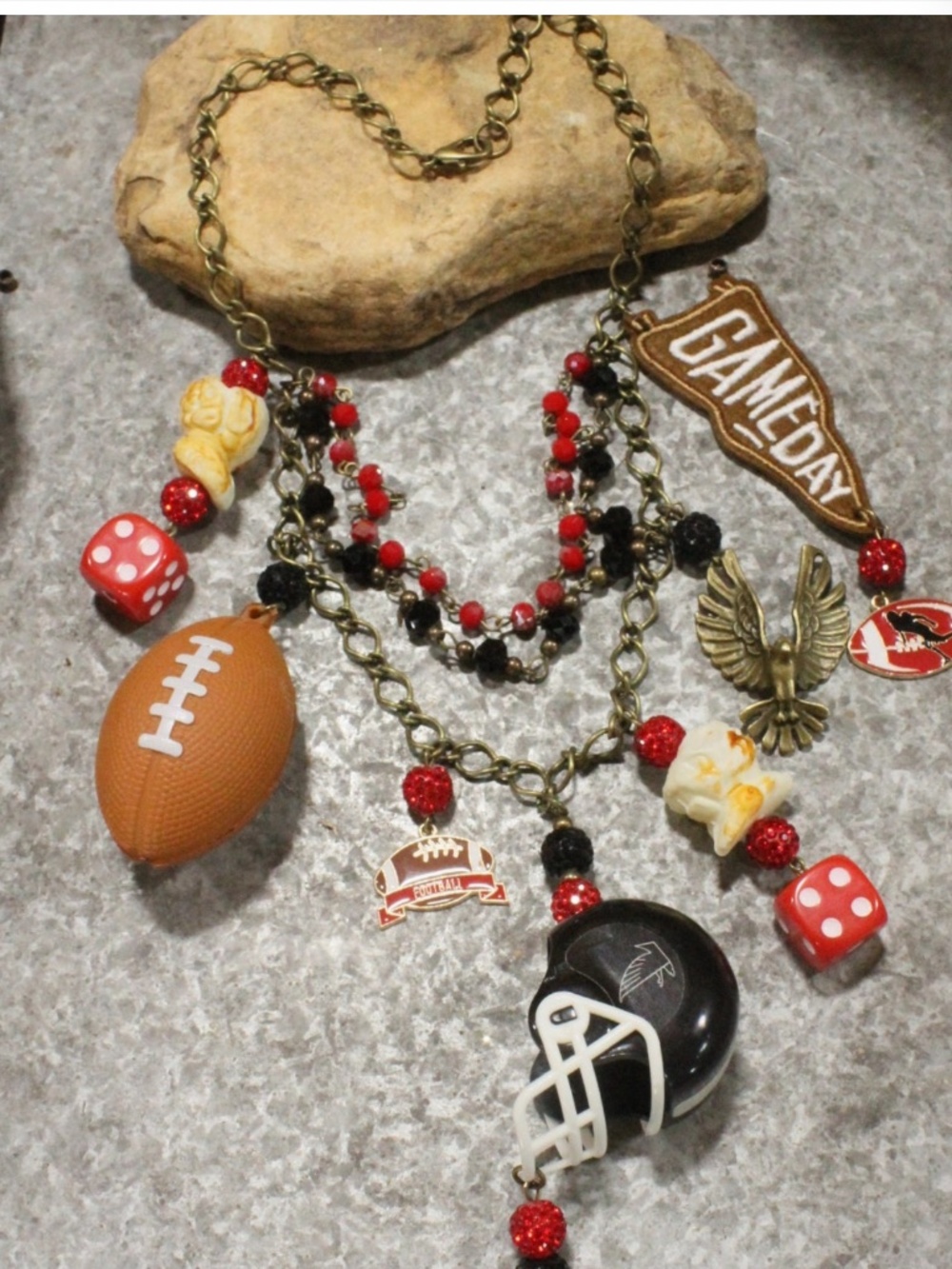 BOHO GAMEDAY ATLANTA FALCONS CHARM’D FOOTBALL NECKLACE